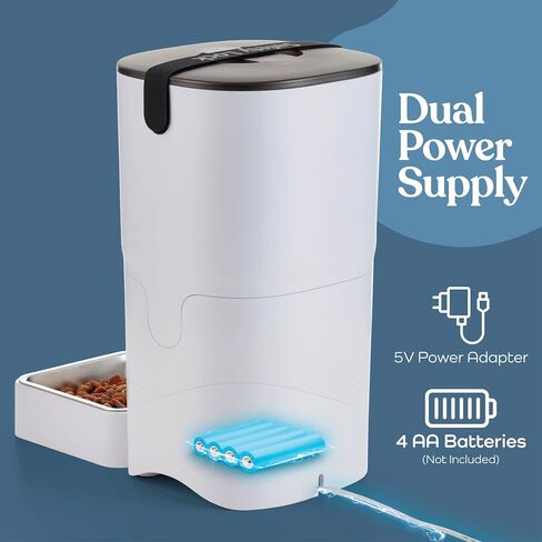 Smart Automatic Cat Feeder - 6-L Reliable Automatic Cat Food Dispenser with Display LCD Screen for Easy Set Up - (White) in Kuwait
