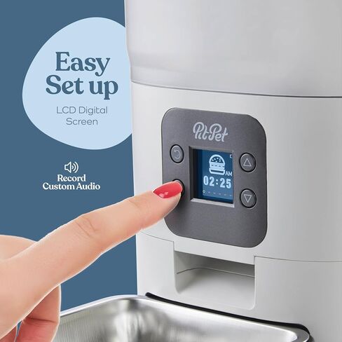 Smart Automatic Cat Feeder - 6-L Reliable Automatic Cat Food Dispenser with Display LCD Screen for Easy Set Up - (White) in Kuwait