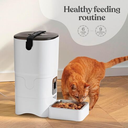 Smart Automatic Cat Feeder - 6-L Reliable Automatic Cat Food Dispenser with Display LCD Screen for Easy Set Up - (White) in Kuwait