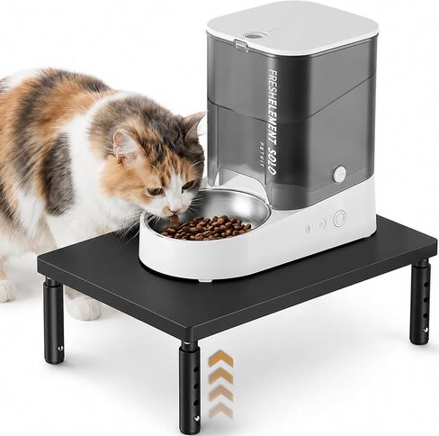 ECOLOVI Height-Adjustable Cat Food Stand, Elevated Cat Feeder Stand for Automatic Feeder & Bowls, Lifted Cat Food Table Station, Raises Feeder/Bowl, Relieves Spine and Joints Noticeably, Natural in Saudi Arabia