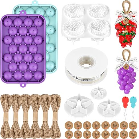 2Pcs Silicone Grape Mold for Soap, 1 Pcs Strawberry Soap Mold, Grape Molds for Soap Making – DIY Craft for Family, Parent-Child, Bathroom & Scented Decor in Saudi Arabia