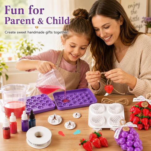 2Pcs Silicone Grape Mold for Soap, 1 Pcs Strawberry Soap Mold, Grape Molds for Soap Making – DIY Craft for Family, Parent-Child, Bathroom & Scented Decor in Saudi Arabia