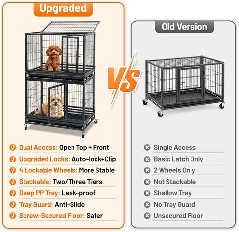 New 37" Homey Pet Two Tier Pet Dog Cat Cage with Feeding Door and Bowls in Kuwait
