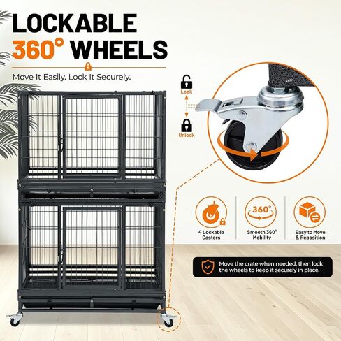 New 37" Homey Pet Two Tier Pet Dog Cat Cage with Feeding Door and Bowls in Kuwait