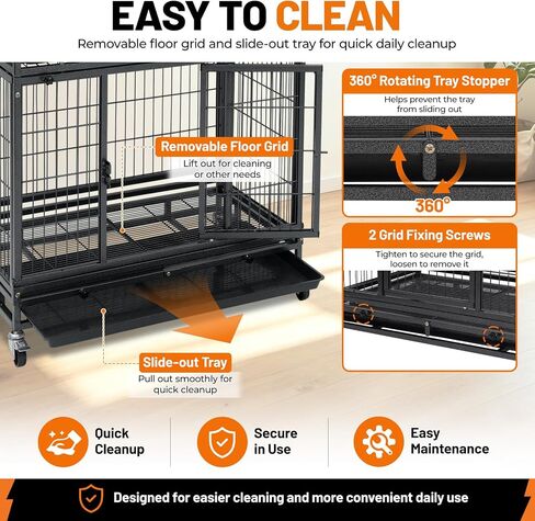 New 37" Homey Pet Two Tier Pet Dog Cat Cage with Feeding Door and Bowls in Kuwait
