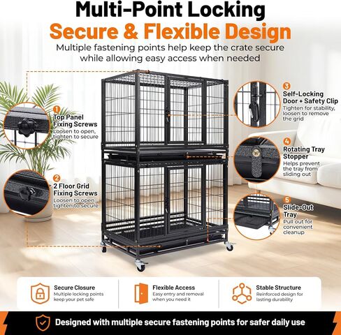 New 37" Homey Pet Two Tier Pet Dog Cat Cage with Feeding Door and Bowls in Kuwait