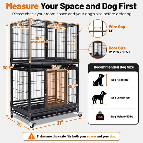 New 37" Homey Pet Two Tier Pet Dog Cat Cage with Feeding Door and Bowls in Kuwait