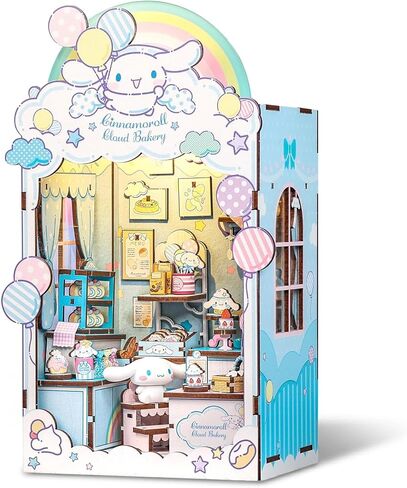 Hands Craft Cinnamoroll Cloud Bakery Book Nook Kit with Cinnamoroll Figurine – Kawaii 3D Puzzle with Touch Activated LED Lights – DIY Wooden Craft Kit for Bedroom or Bookshelf Decor & Gifts in Kuwait