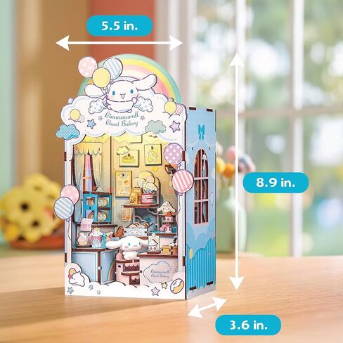 Hands Craft Cinnamoroll Cloud Bakery Book Nook Kit with Cinnamoroll Figurine – Kawaii 3D Puzzle with Touch Activated LED Lights – DIY Wooden Craft Kit for Bedroom or Bookshelf Decor & Gifts in Kuwait