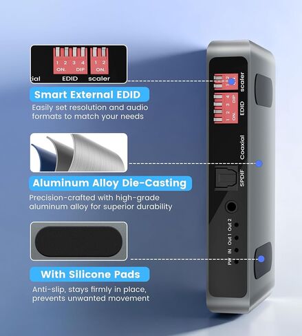 مقسم HDMI 4K 1 في 4 مخرج، روابط avedio 1x4 HDMI Splitter شاشة مكررة/مرآة، 4 منافذ HDMI مقسم يدعم 4Kx2K@30 هرتز ثلاثي الأبعاد لـ PS5، Roku، TV Box - مصدر واحد إلى 4 شاشات عرض in Kuwait