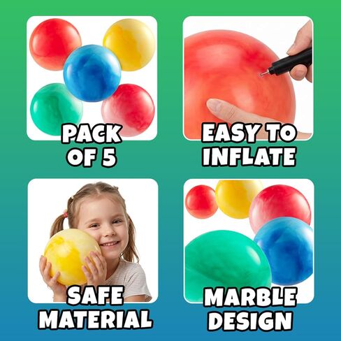 5-Inch Playground Balls for Toddlers & Kids (5-Pack) Marbleized Vinyl Balls in Kuwait