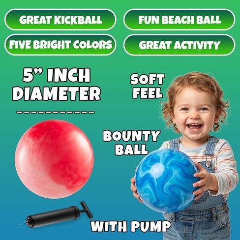 5-Inch Playground Balls for Toddlers & Kids (5-Pack) Marbleized Vinyl Balls in Kuwait