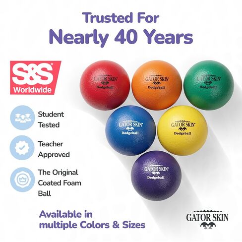 Gator Skin S&S Worldwide Foam Dodgeballs, Easy Grip Starter Balls, Low Density Foam, 6 Inch, 6 Pack in Kuwait