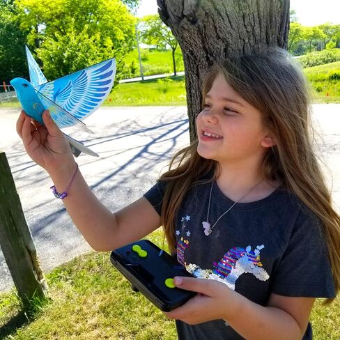 MUKIKIM eBird Blue Pigeon - Flying RC Bird Toy for Kids. Indoor/Outdoor Remote Control Bionic Flapping Wings Bird Helicopter. USB Recharging in Kuwait