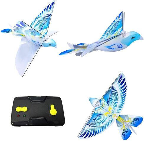 MUKIKIM eBird Blue Pigeon - Flying RC Bird Toy for Kids. Indoor/Outdoor Remote Control Bionic Flapping Wings Bird Helicopter. USB Recharging in Kuwait