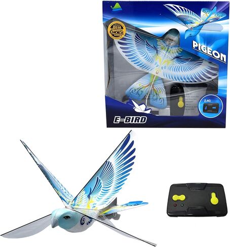 MUKIKIM eBird Blue Pigeon - Flying RC Bird Toy for Kids. Indoor/Outdoor Remote Control Bionic Flapping Wings Bird Helicopter. USB Recharging in Kuwait