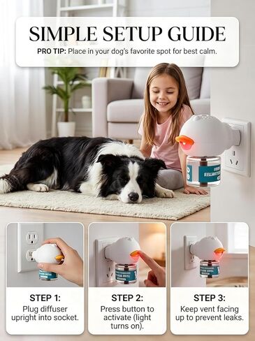 2026 Upgraded Dog Calming Diffuser Refills Kit with 2 Diffusers & 4 Refills, Dog Pheromones Calming Diffuser for Anxiety Relief, Reduce Aggression Fighting Barking Stress, Suitable for All Dogs in Kuwait