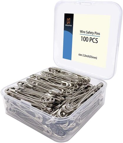 vrupin 300 PCS Safety Pins, 2.2Inch/54mm, Nickel, Silver, Metal, Bulk, Small, Multipurpose, Extra Strong, Wide Use, Safety Pins for Clothes, Home, Office in Kuwait