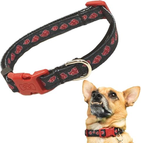 Akatsuki Dog Collar for Large Dogs, Medium, XS/Small Puppy Collars | Officially Licensed Naruto Akatsuki Cloak Itachi Inspired Anime Dog Collar, Adjustable Pet Collar for Dogs Naruto Dog Collar -Large in Kuwait