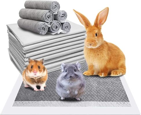 Fhiny 100Pcs Rabbit Pee Pads,18"× 13" Thicken Disposable Cage Liner Odor-Control, Leak-Proof Pet Potty Pads Training Accessories with Quick-Dry Surface for Bunny Rabbit Puppy Small Animals in Kuwait