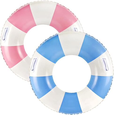 2 Pcs Classic Striped Pool Floats with Handle for Adult in Saudi Arabia