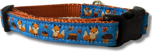 Autumn Dog Collar, Caninedesign, Fall, 1 inch Wide, Adjustable, Nylon, Medium and Large (Squirrels, Medium 13-19") in Kuwait