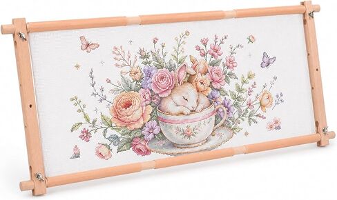 Cross Stitch Frame 21" x 12", Beech Wood Embroidery Scroll Frame, Needlepoint Stretcher Bars, Easy Assembly Tapestry Frame Holder for Cross Stitch, Embroidery and Needlework Supplies in Kuwait