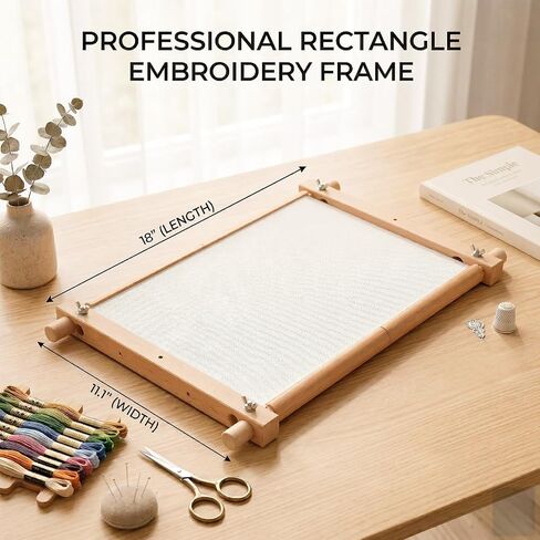 Cross Stitch Frame, 18" x 11" Natural Wood Embroidery Frame, Cross Stitch Scroll Frames, Cross Stitch Hoops, Needlepoint Stretcher Bars, Embroidery & Cross Stitching Supplies Accessories in Kuwait