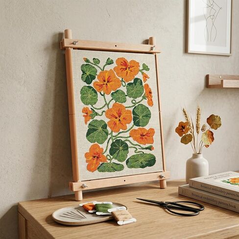 Cross Stitch Frame, 18" x 11" Natural Wood Embroidery Frame, Cross Stitch Scroll Frames, Cross Stitch Hoops, Needlepoint Stretcher Bars, Embroidery & Cross Stitching Supplies Accessories in Kuwait