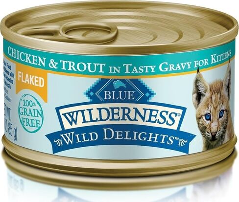 Blue Buffalo Wilderness Wild Delights High Protein Grain Free, Natural Adult Flaked Wet Cat Food, Chicken & Trout 3-oz cans (Pack of 24) in Saudi Arabia