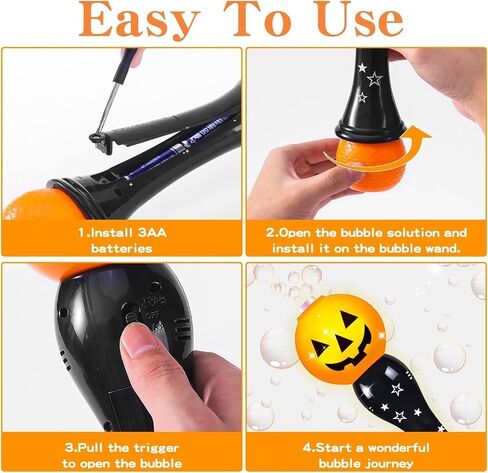 Halloween Bubble Wand Toy for Kids Pumpkin Bubble Machine Blower Maker with Music & Light Outdoor Indoor Stuff Gift for 3 4 5 6 7 8 Year Old Toddler Little Girls Boys in Kuwait