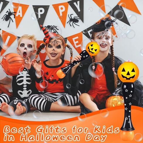 Halloween Bubble Wand Toy for Kids Pumpkin Bubble Machine Blower Maker with Music & Light Outdoor Indoor Stuff Gift for 3 4 5 6 7 8 Year Old Toddler Little Girls Boys in Kuwait