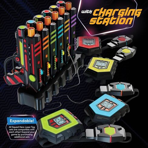 Squad Hero Rechargeable Laser Tag 360° Sensors + LCDs - Set of 6 - Birthday Gift Ideas for Kids Teens & Adults Boys & Girls Family Fun - Cool Teenage Lazer Group Activity, Teen Gifts Ages 8+ Year Old in Saudi Arabia