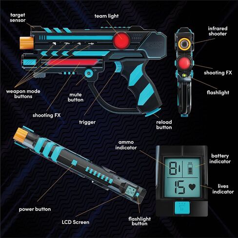 Squad Hero Rechargeable Laser Tag 360° Sensors + LCDs - Set of 6 - Birthday Gift Ideas for Kids Teens & Adults Boys & Girls Family Fun - Cool Teenage Lazer Group Activity, Teen Gifts Ages 8+ Year Old in Saudi Arabia
