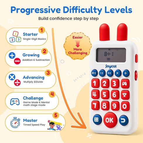 JoyCat Math Games for Kids Ages 5-12, Portable Math Toys for Addition Subtraction Multiplication Division, Educational Handheld Learning Toy Mental Math Practice for Boys Girls in Kuwait