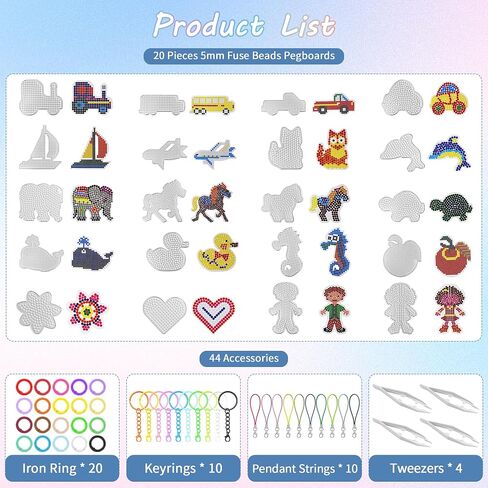 LuckyFoam 20Pcs 5mm Fuse Bead Pegboards with 20 Color Reference Cards in Kuwait