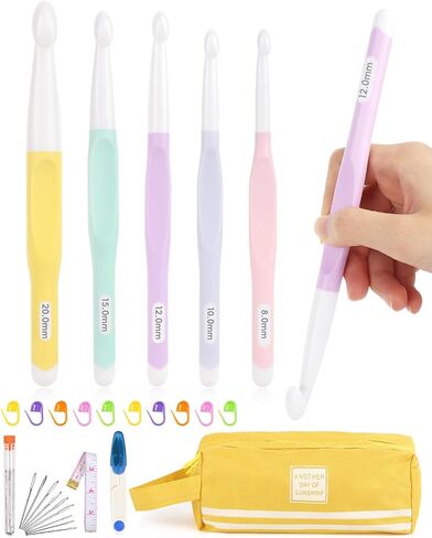 Aeelike Large Crochet Hooks, Ergonomic Hooks for Thick Yarn, 6.5mm-15.0mm in Kuwait
