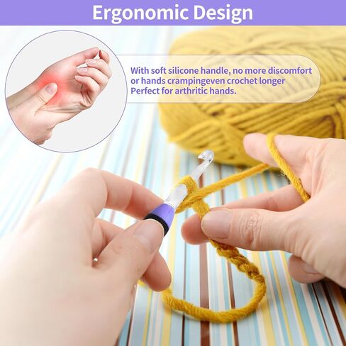 Light Up Crochet Hook Sets, 11 Sizes Interchangeable Lighted Crochet Hook Set, LED Rechargeable Crochet Hooks for Dark Yarn, Ergonomic Grip Crochet Kit for Beginners Crochet Needles Kit with Case in Kuwait