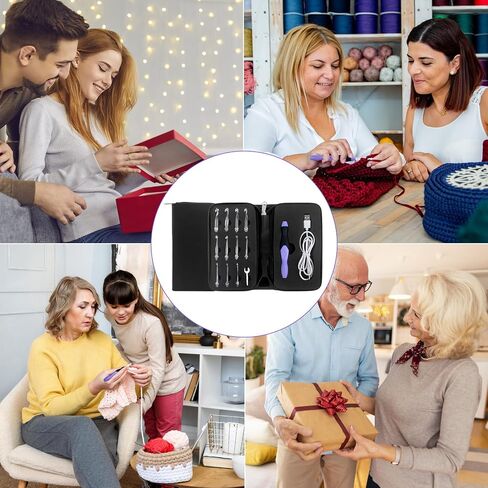 Light Up Crochet Hook Sets, 11 Sizes Interchangeable Lighted Crochet Hook Set, LED Rechargeable Crochet Hooks for Dark Yarn, Ergonomic Grip Crochet Kit for Beginners Crochet Needles Kit with Case in Kuwait