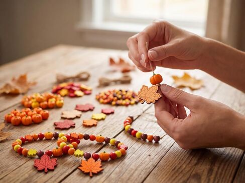 27 Sets Fall Craft Beads DIY Kit: Autumn Maple Leaves Bracelet Making in Saudi Arabia
