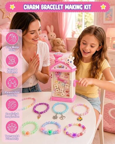 Bracelet Making Kit, 800+ Beads Hand-Crank Birthday Gift for Girls 6-12 in Kuwait