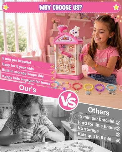 Bracelet Making Kit, 800+ Beads Hand-Crank Birthday Gift for Girls 6-12 in Kuwait