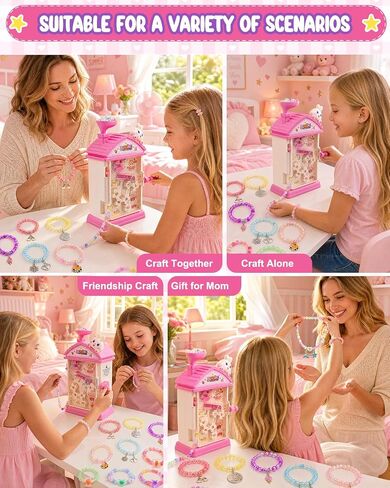Bracelet Making Kit, 800+ Beads Hand-Crank Birthday Gift for Girls 6-12 in Kuwait