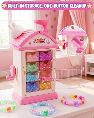 Bracelet Making Kit, 800+ Beads Hand-Crank Birthday Gift for Girls 6-12 in Kuwait