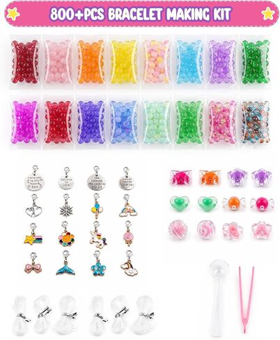 Bracelet Making Kit, 800+ Beads Hand-Crank Birthday Gift for Girls 6-12 in Kuwait