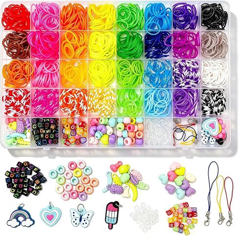 Hudinsun 32 Colors Rubber Band Bracelet Kit, Loom Bands Bracelet Making Set with Beads, Charms for DIY Craft in Saudi Arabia