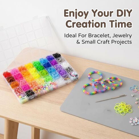 Hudinsun 32 Colors Rubber Band Bracelet Kit, Loom Bands Bracelet Making Set with Beads, Charms for DIY Craft in Saudi Arabia