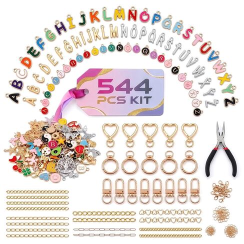 AZZORI Crystal Keychain Making Kit, 674 Pcs, 96 Gemstone Chips & Tools in Saudi Arabia