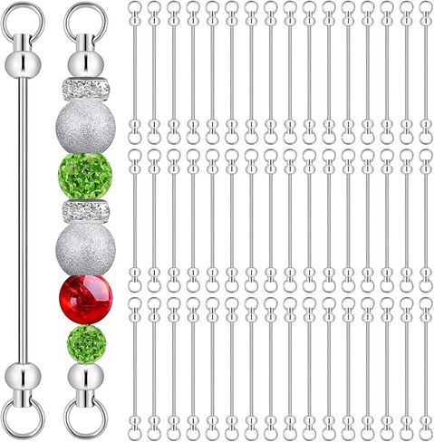 50PCS Beadable Keychain Bars DIY Kit - Silver Blank Metal Keychains with Screw-Top Rod - Durable, Rust-Resistant Keychain Making Supplies for Crafts, Personalized Gifts, Bags, Wallets, Backpacks in Kuwait