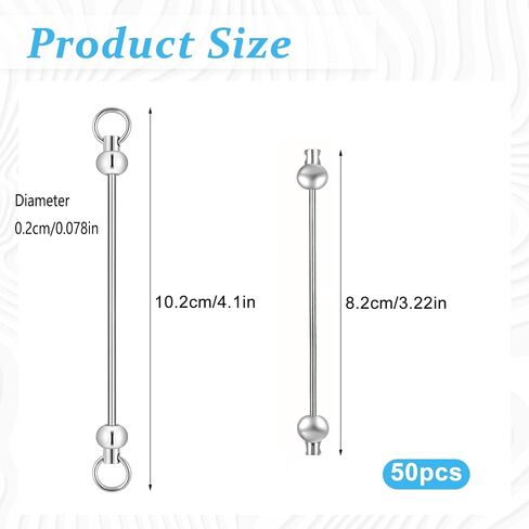 50PCS Beadable Keychain Bars DIY Kit - Silver Blank Metal Keychains with Screw-Top Rod - Durable, Rust-Resistant Keychain Making Supplies for Crafts, Personalized Gifts, Bags, Wallets, Backpacks in Kuwait